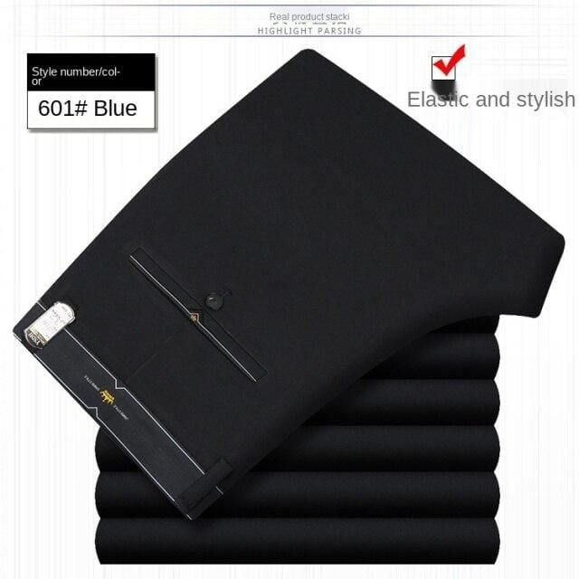 Men's White Black Thin Stretch Formal Dress Trousers, Office Suit Pants
