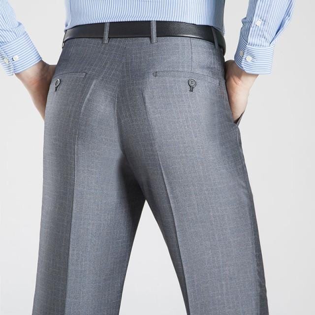 Summer Business Thin Suit Pants For Men Size 29-56 Spring Autumn Male Formal Solid Silk Long Dress Pants Baggy Office Trousers
