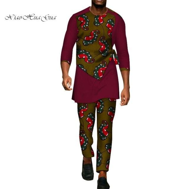 Men's African Dashiki Shirt & Pants 2-Piece Set