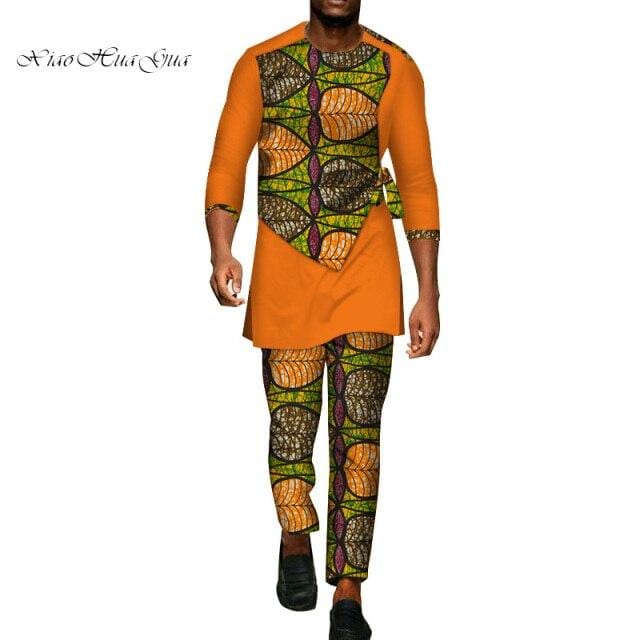 Men's African Dashiki Shirt & Pants 2-Piece Set