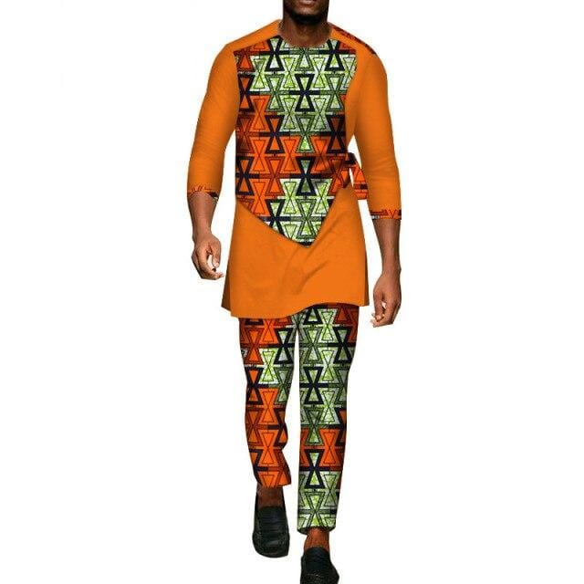Men's African Dashiki Shirt & Pants 2-Piece Set