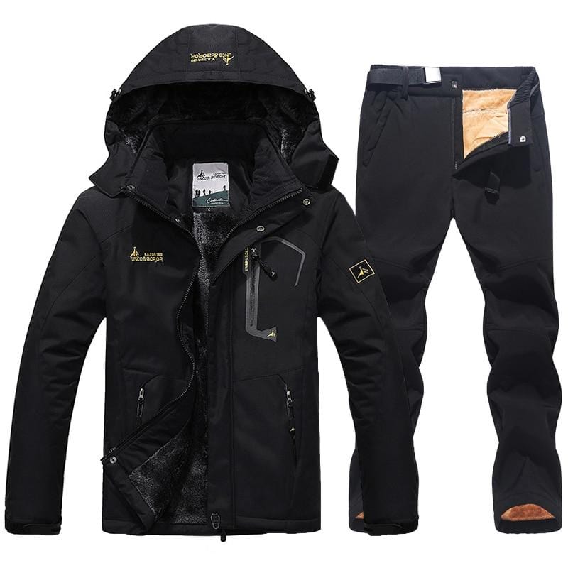 Men's Winter Waterproof Ski Jacket and Pants Set, Windproof Snow Suit
