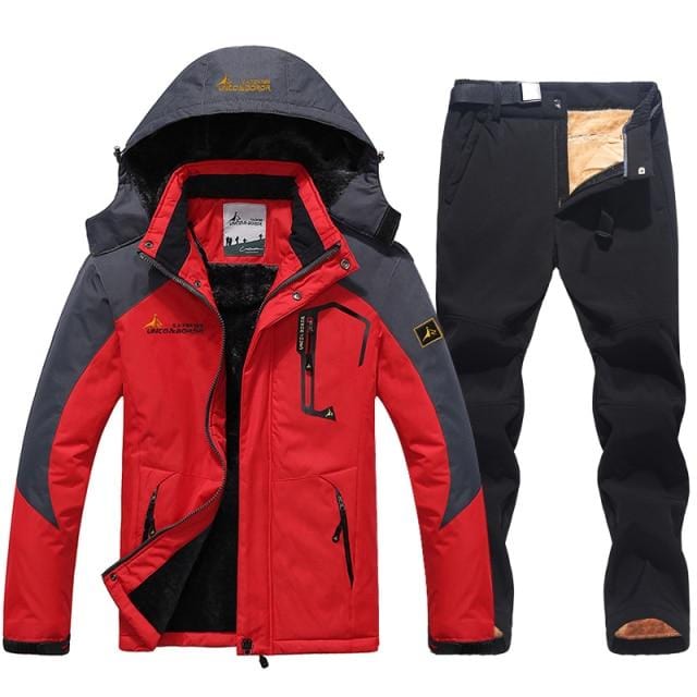 Men's Winter Waterproof Ski Jacket and Pants Set, Windproof Snow Suit