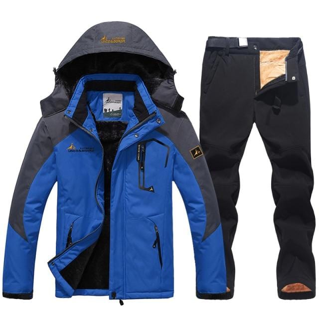 Men's Winter Waterproof Ski Jacket and Pants Set, Windproof Snow Suit