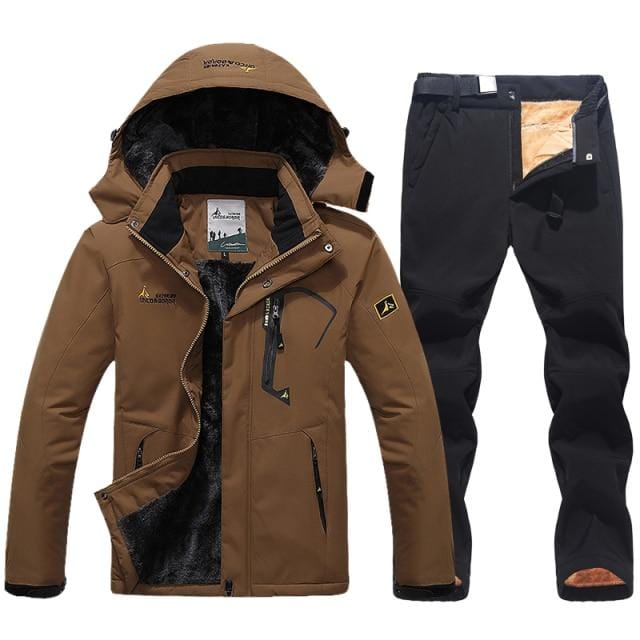 Men's Winter Waterproof Ski Jacket and Pants Set, Windproof Snow Suit