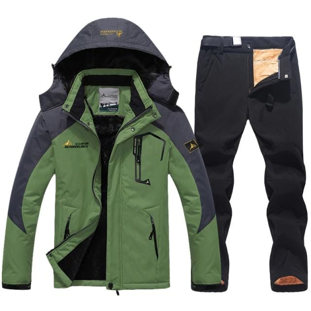 Men's Winter Waterproof Ski Jacket and Pants Set, Windproof Snow Suit