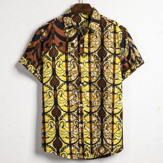 Men Dashiki Loose Blouse Fashion Tee Tops Bazin Riche African India Casual T Shirt Ankara Homme Short Sleeve Print Retro Clothes