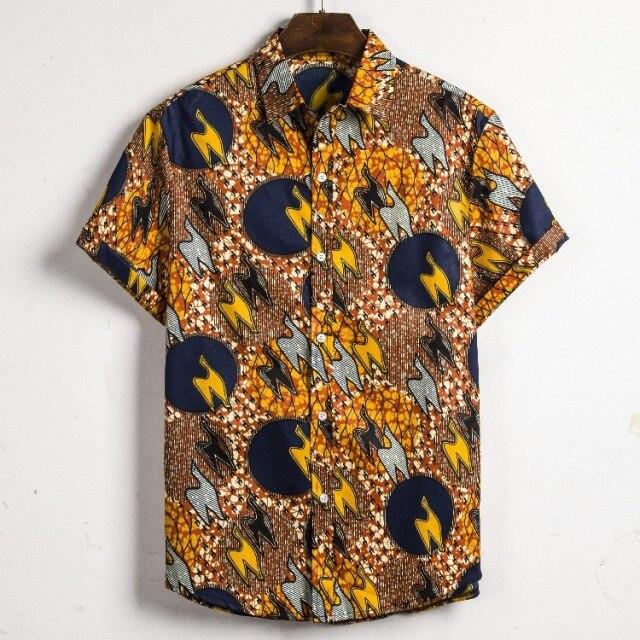 Men Dashiki Loose Blouse Fashion Tee Tops Bazin Riche African India Casual T Shirt Ankara Homme Short Sleeve Print Retro Clothes