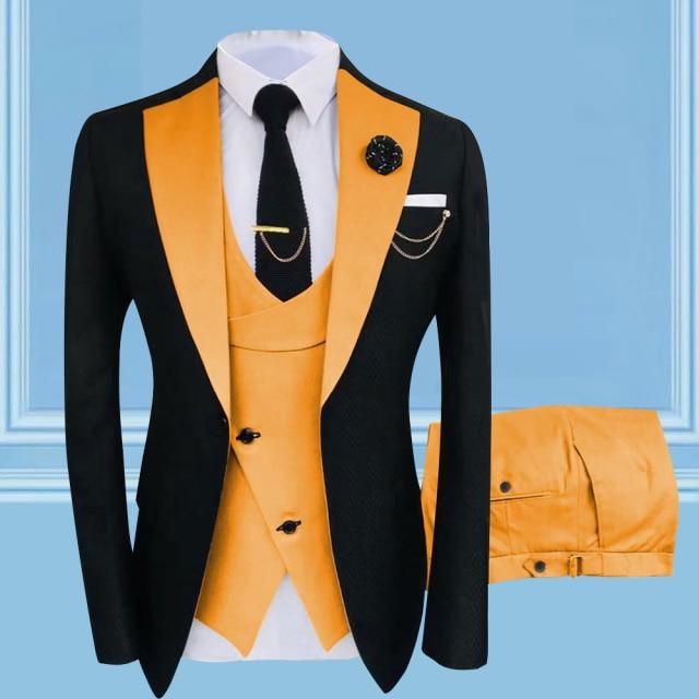 Men's Slim Fit Three-Piece Wedding Tuxedo Suit