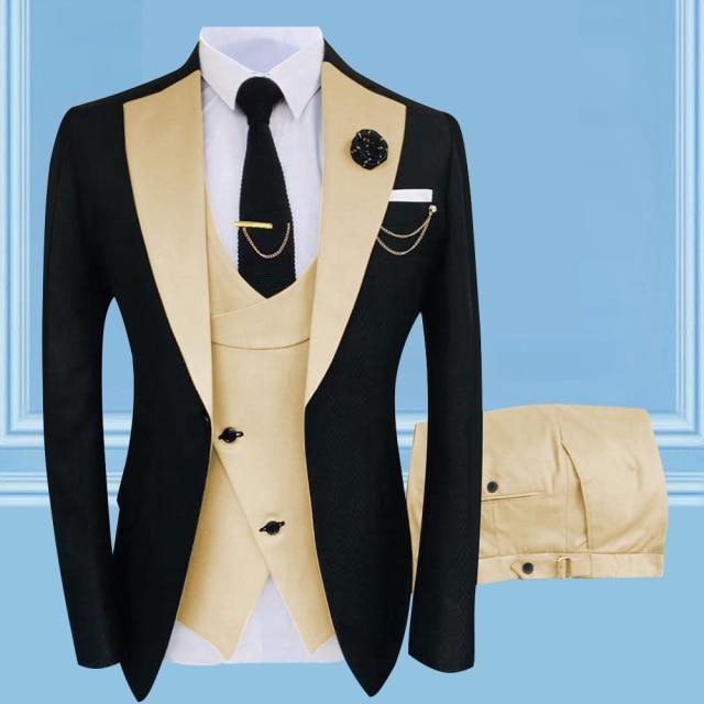 Men's Slim Fit Three-Piece Wedding Tuxedo Suit