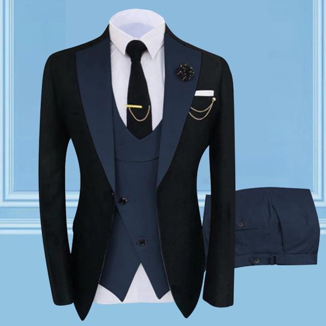 Men's Slim Fit Three-Piece Wedding Tuxedo Suit