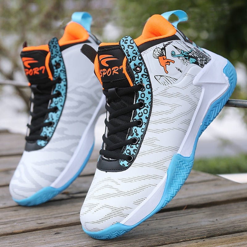 Men's High-Top Leather Cushioned Basketball Training Shoes