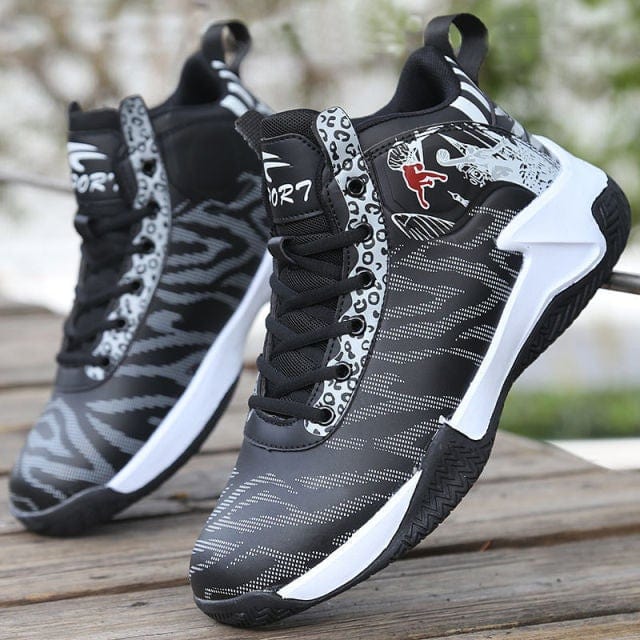 Men's High-Top Leather Cushioned Basketball Training Shoes