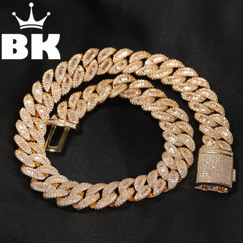 Moon Square Buckle CZ Tennis Necklace, Iced Hip-Hop Jewelry