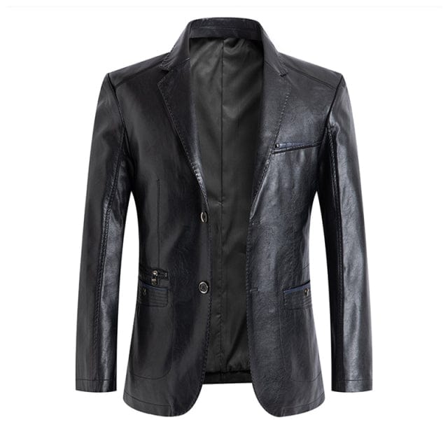 Men's Slim Fit Leather Blazer Jacket Plus Size
