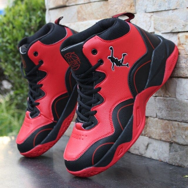 Men's High-Top Leather Cushioned Light Basketball Sneakers