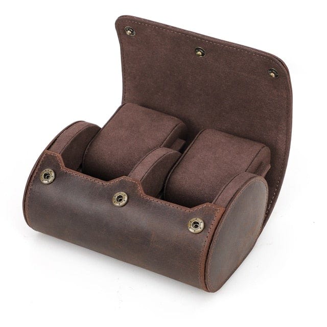 Leather Watch Roll Box 3-Slot Case Organizer for Men and Women