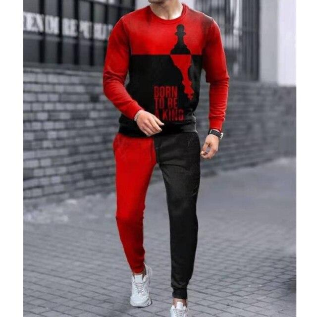 Men's Camouflage Print Long-Sleeve Tee and Trousers Set