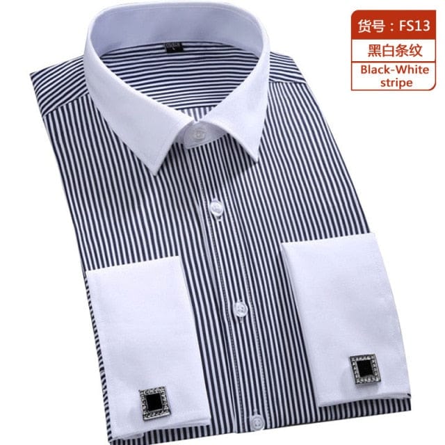 Men's White French Cuff Long Sleeve Dress Shirt