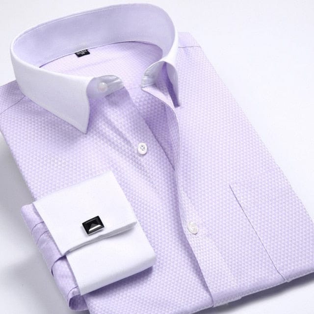 Men's French Cuff Dress Shirt — Striped, Regular Fit, up to 6XL