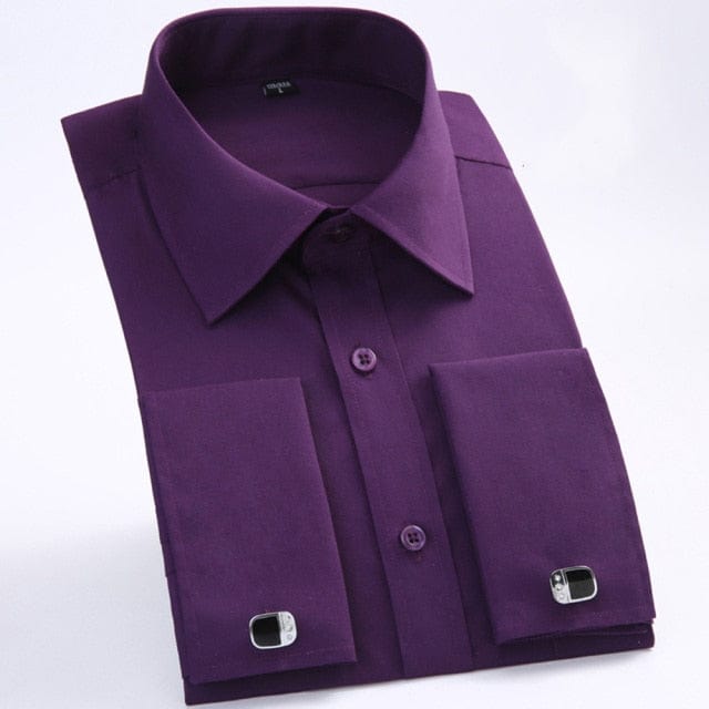 Men's French Cuff Dress Shirt — Striped, Regular Fit, up to 6XL
