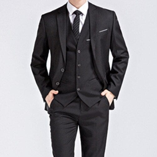 Men's Slim Fit Three-Piece Blazer Vest and Pants Tuxedo Suit