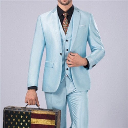 Men's Slim Fit Three-Piece Blazer Vest and Pants Tuxedo Suit