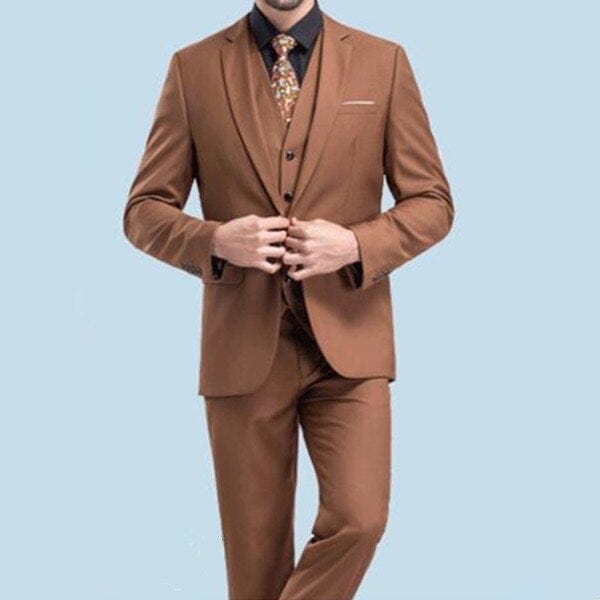 Men's Slim Fit Three-Piece Blazer Vest and Pants Tuxedo Suit