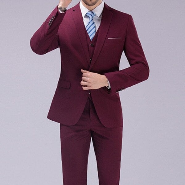 Men's Slim Fit Three-Piece Blazer Vest and Pants Tuxedo Suit
