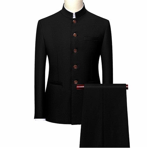 Men's Retro Embroidery Tang Suit Jacket and Pants Two-Piece 6XL
