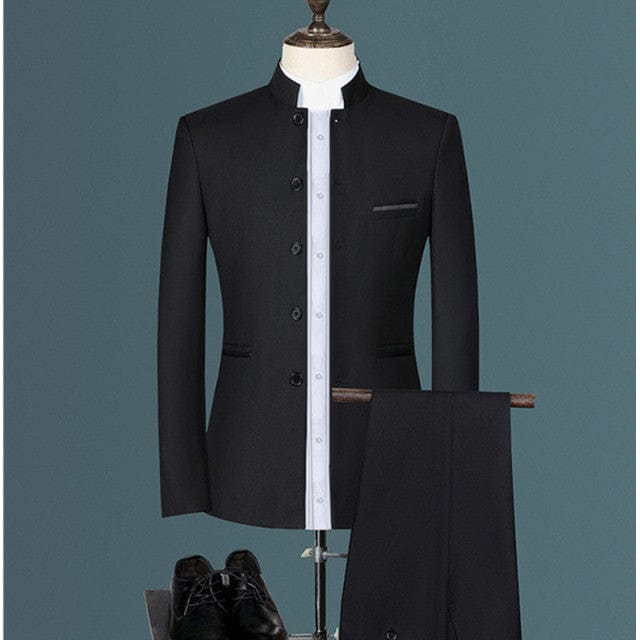 Men's Retro Embroidery Tang Suit Jacket and Pants Two-Piece 6XL