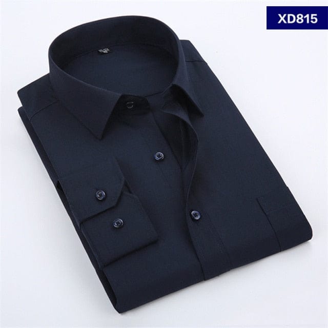 Men's Solid Color Plus Size Business Dress Shirt