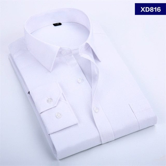 Men's Solid Color Plus Size Business Dress Shirt