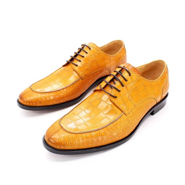 Men's Blue Genuine Leather Oxford Lace-Up Dress Shoes