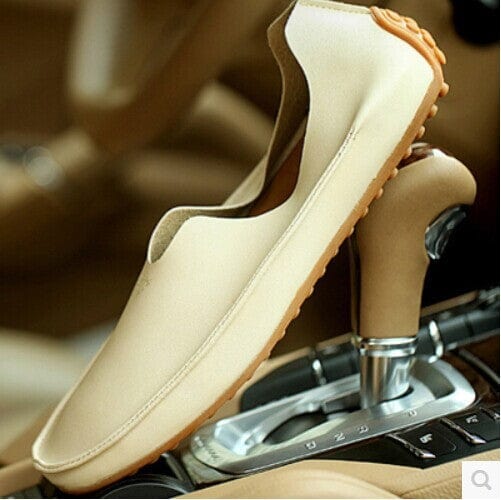 Men's Leather Slip-On Casual Loafers, Breathable Driving Shoes