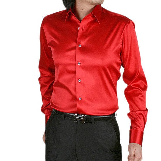 Men's Silky Long Sleeve Loose Casual Dress Shirt Plus Size Wedding