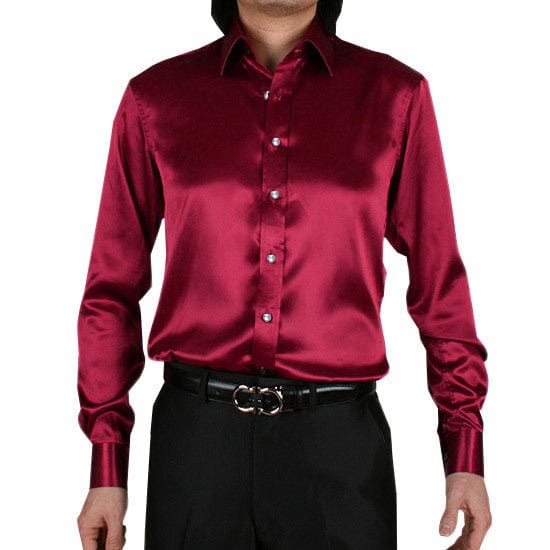 Men's Silky Long Sleeve Loose Casual Dress Shirt Plus Size Wedding