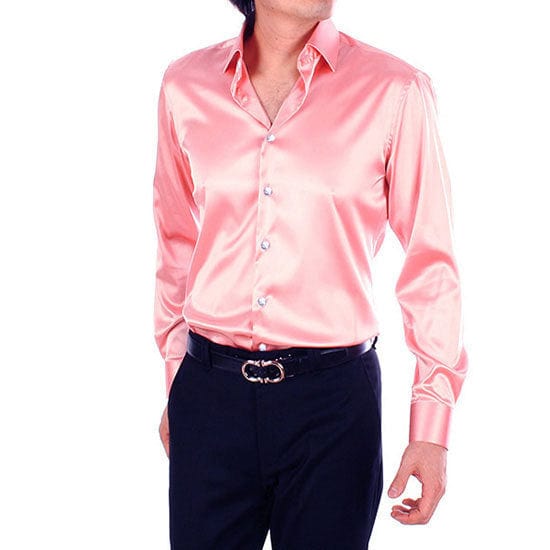 Men's Silky Long Sleeve Loose Casual Dress Shirt Plus Size Wedding