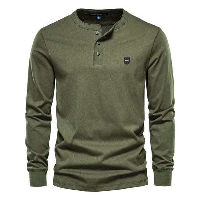 Men's Classic Long Sleeve Business Leisure T-Shirt European Park Design