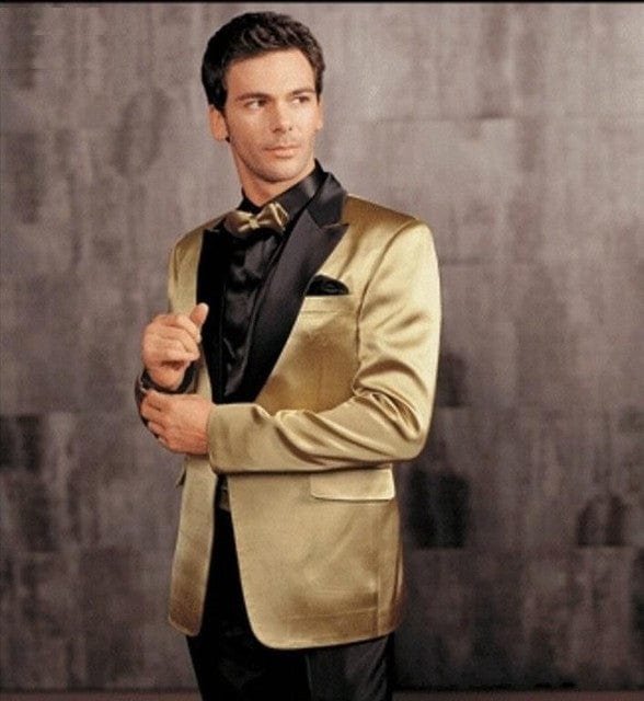 Men's Shiny Silver Grey Peak Lapel Wedding Tuxedo Set