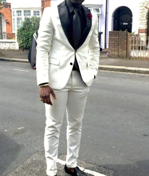 Men's Shiny Silver Grey Peak Lapel Wedding Tuxedo Set