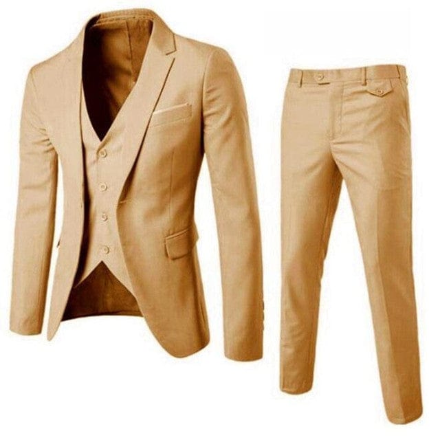 Men's Black Slim Fit Single-Button 3-Piece Formal Party Suit