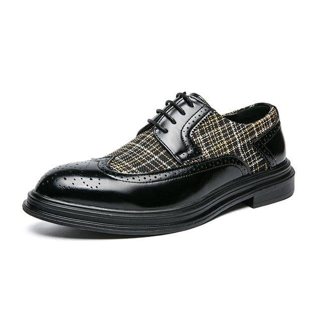 Men's Genuine Leather Printed Brogue Oxford Dress Wedding Party Shoes