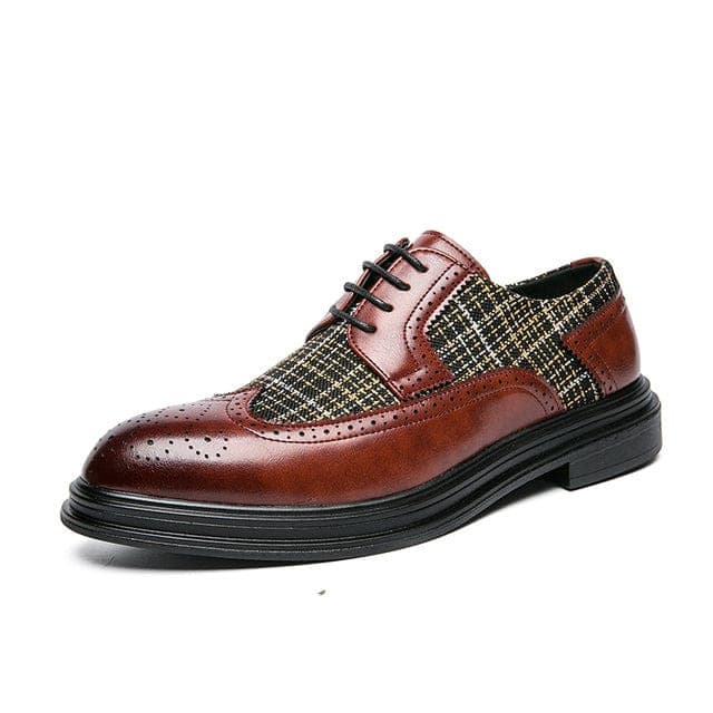 Men's Genuine Leather Printed Brogue Oxford Dress Wedding Party Shoes
