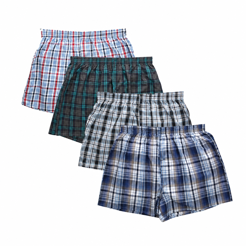 Men's 4-pack cotton plaid boxer shorts