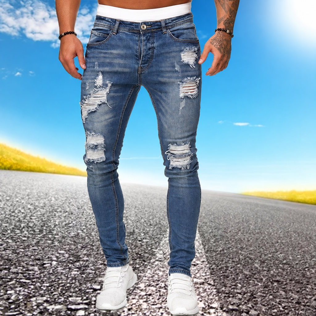 Men's ripped skinny jeans slim fit