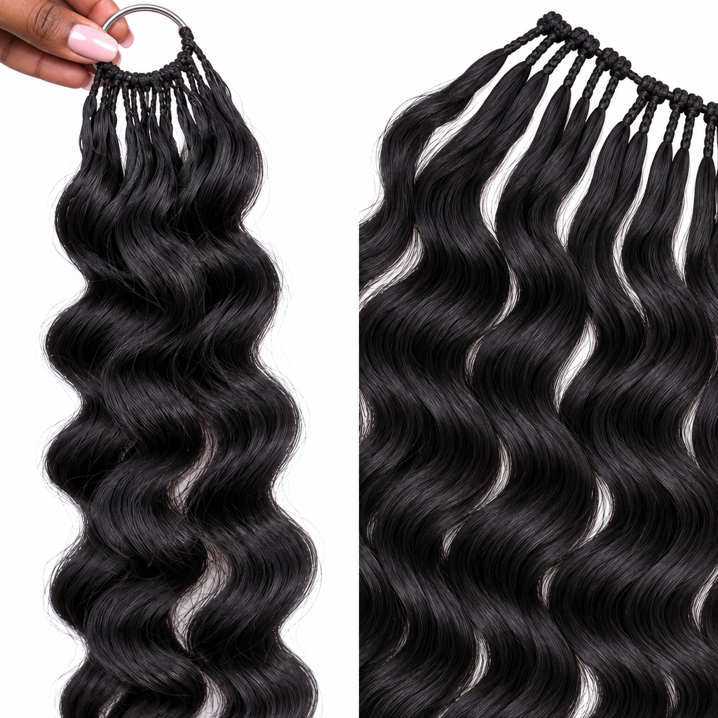 Body wave crochet hair texture close-up