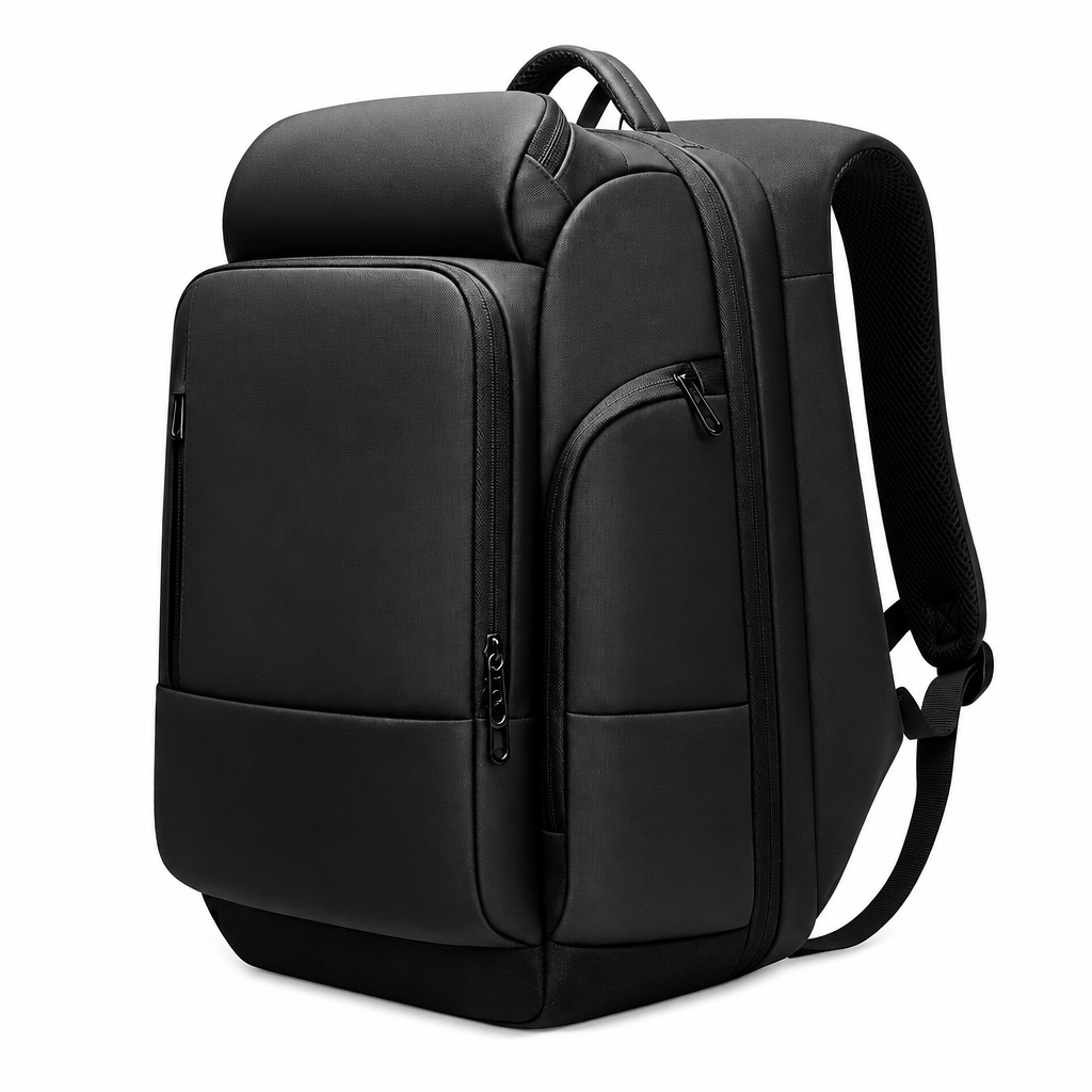 Men black waterproof laptop backpack USB charging