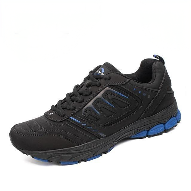 Men's black blue lightweight running shoes clean product photo