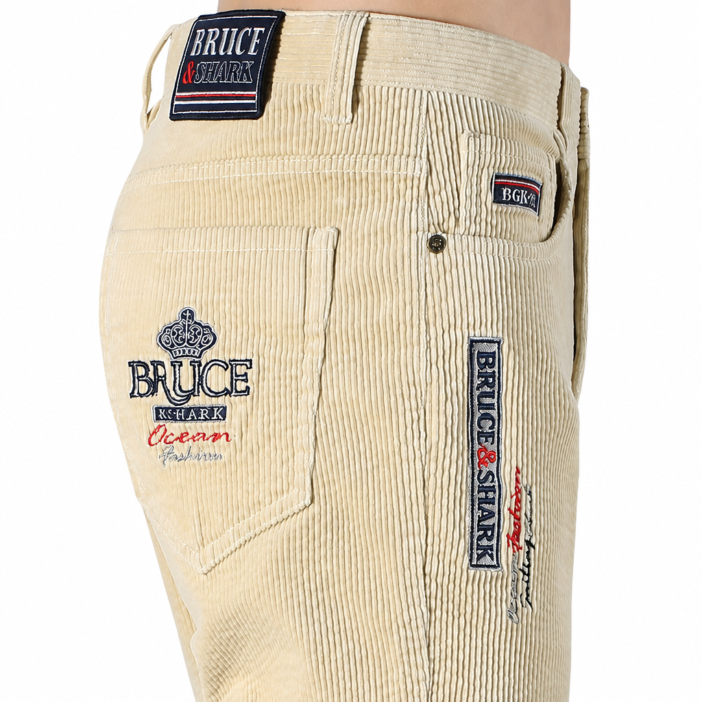 Men's corduroy straight stretch business leisure pants beige